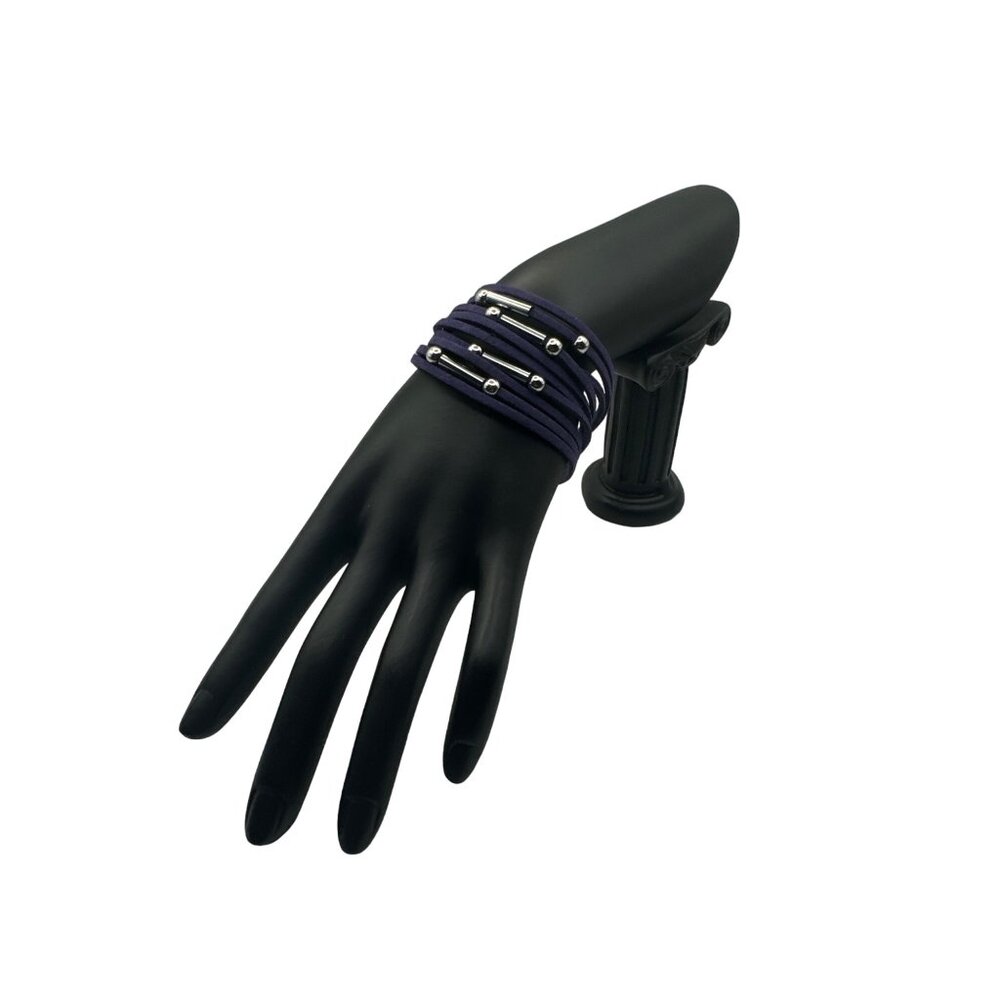 Purple Suede Wrap Bracelet With Silver Accents & Lobster Clasp